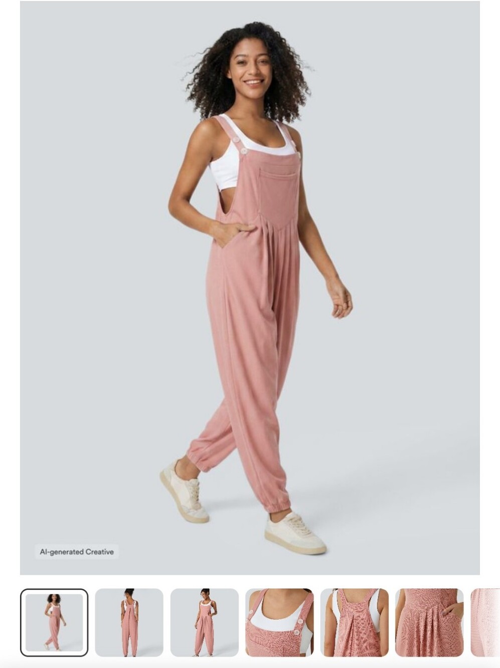 Halara Pockets Waffle Casual Jogger Overalls